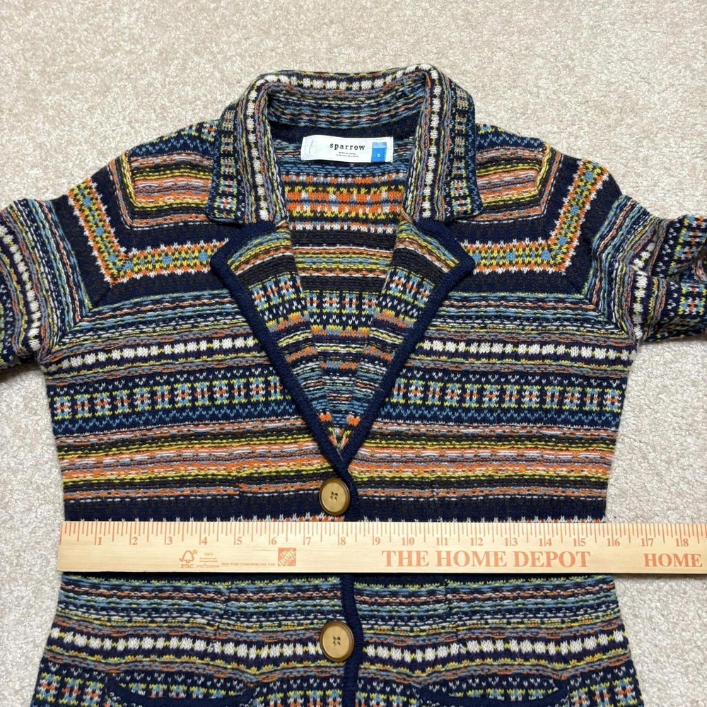 Anthropologie Sparrow Cardigan Sweater Womens Small Multicolor Fair Isle Wool - Picture 5 of 9